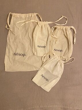 Aesop Canvas Drawstring Pouch Set - Natural
